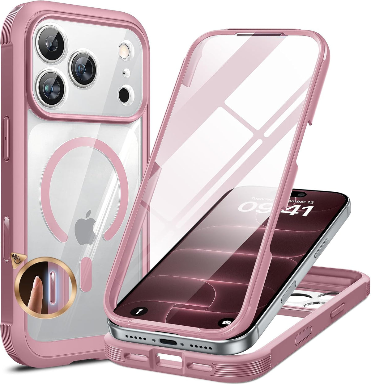 Clear Full-Body MagSafe Case for iPhone 17 Pro Max 6.9", Built-in Screen & Camera Protector