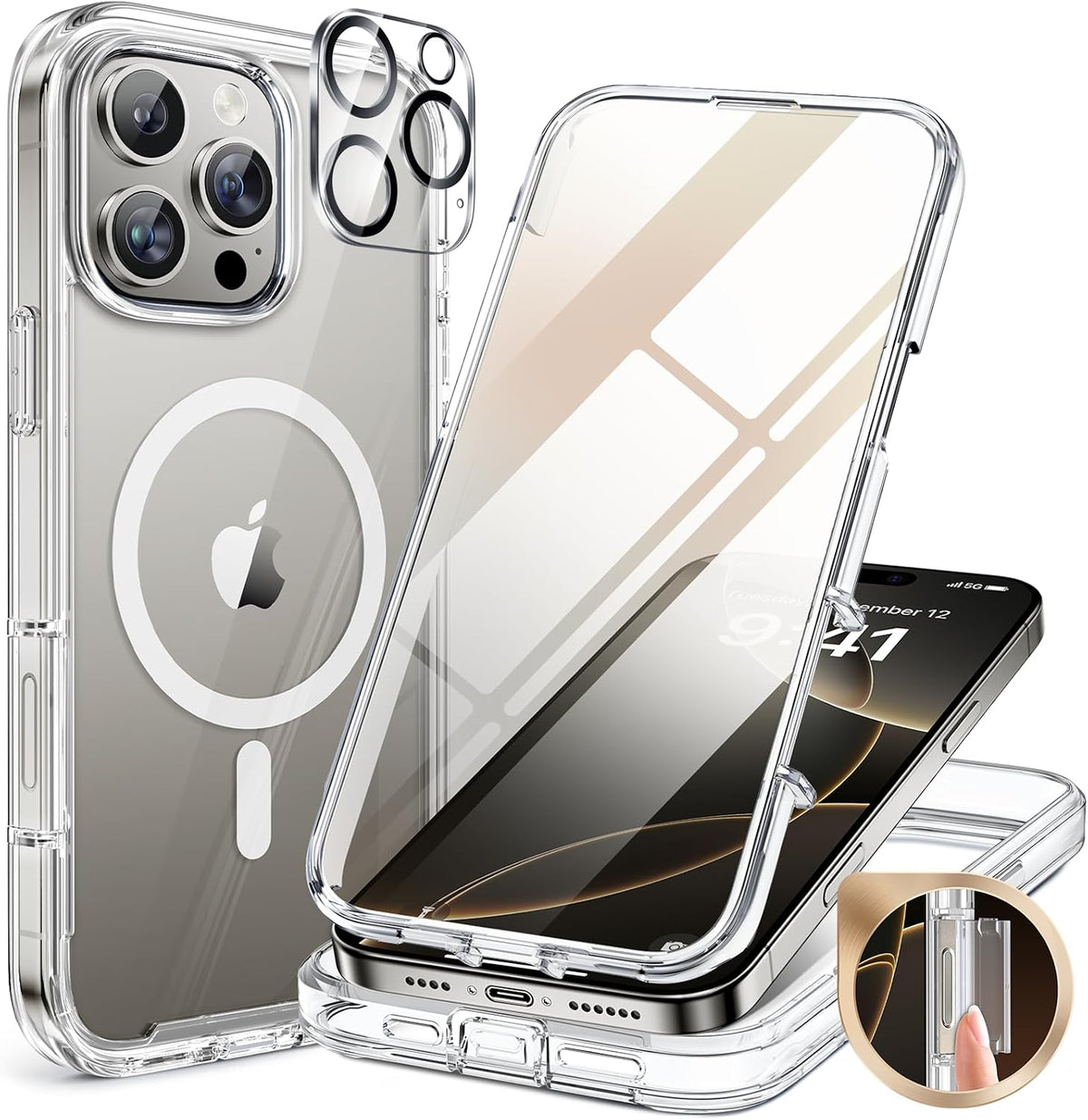 Clear Full-Body MagSafe Case for iPhone 17 Pro Max 6.9", Built-in Screen & Camera Protector