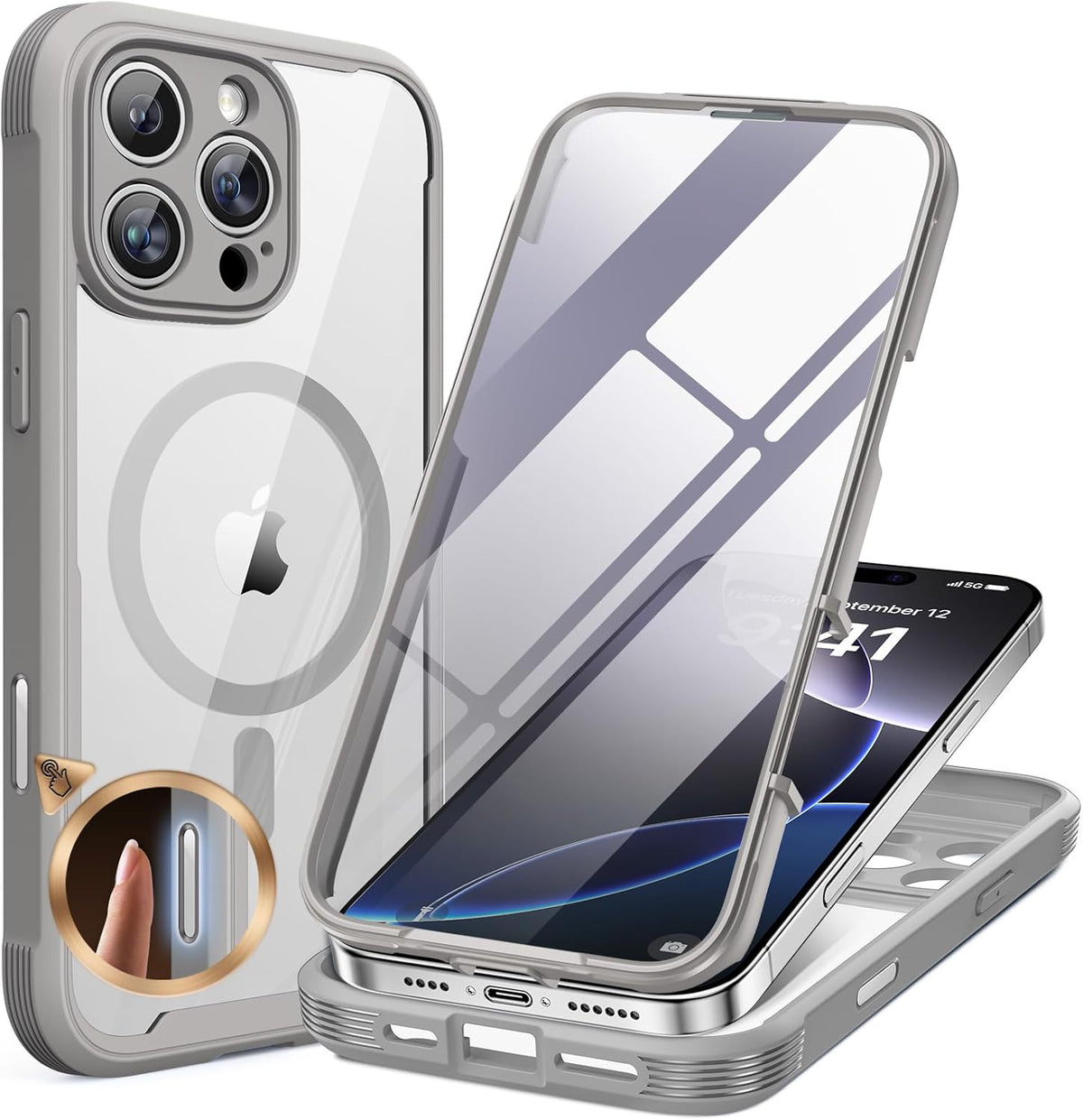 Clear Full-Body MagSafe Case for iPhone 17 Pro Max 6.9", Built-in Screen & Camera Protector