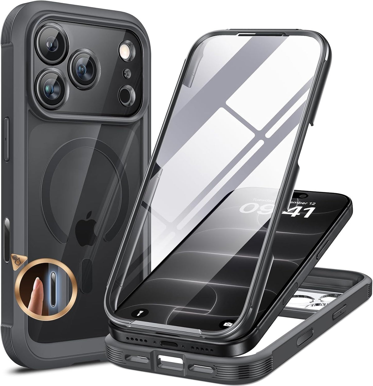 Clear Full-Body MagSafe Case for iPhone 17 Pro Max 6.9", Built-in Screen & Camera Protector