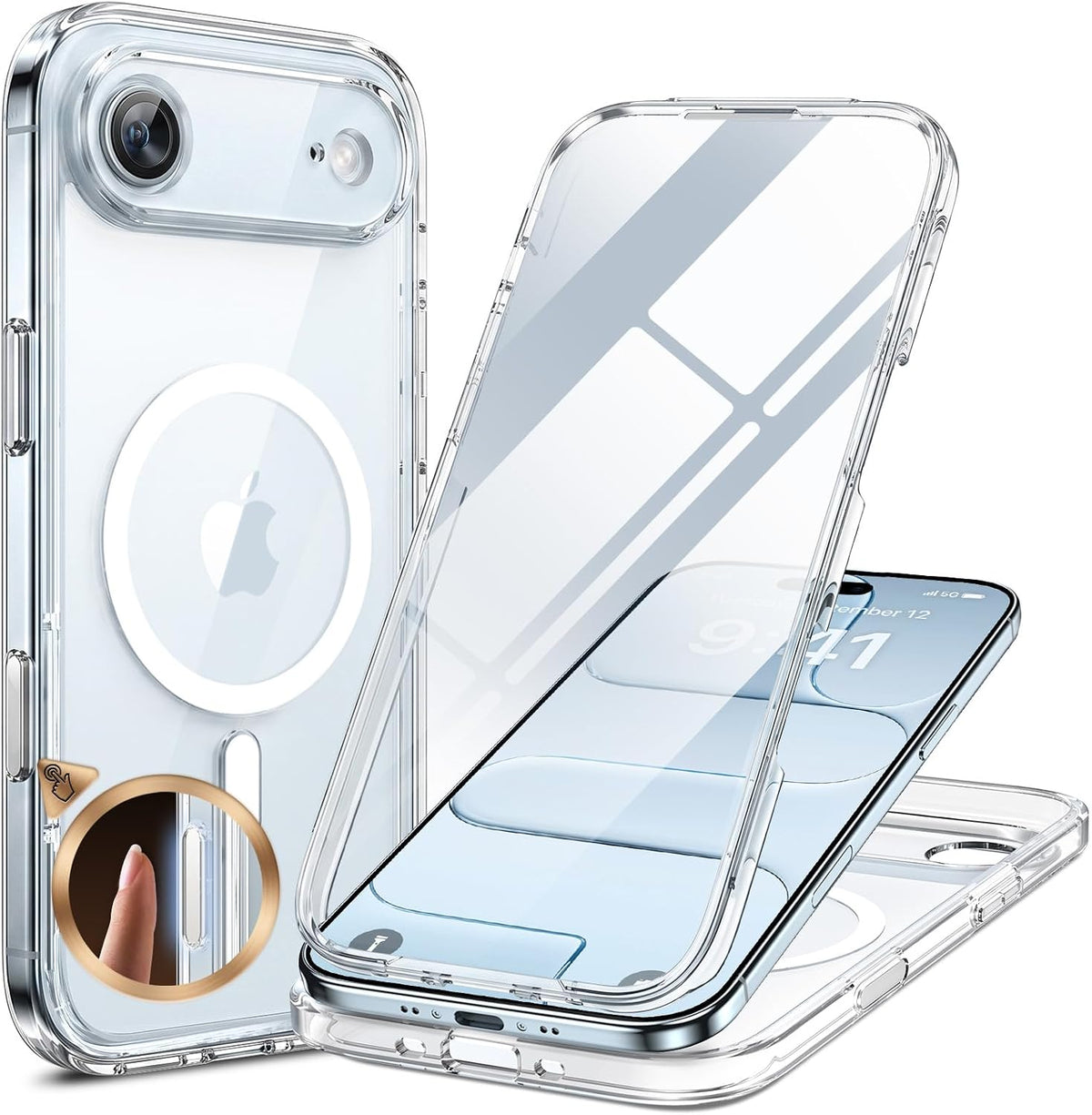 Clear Full-Body MagSafe Case for iPhone 17 Pro Max 6.9", Built-in Screen & Camera Protector