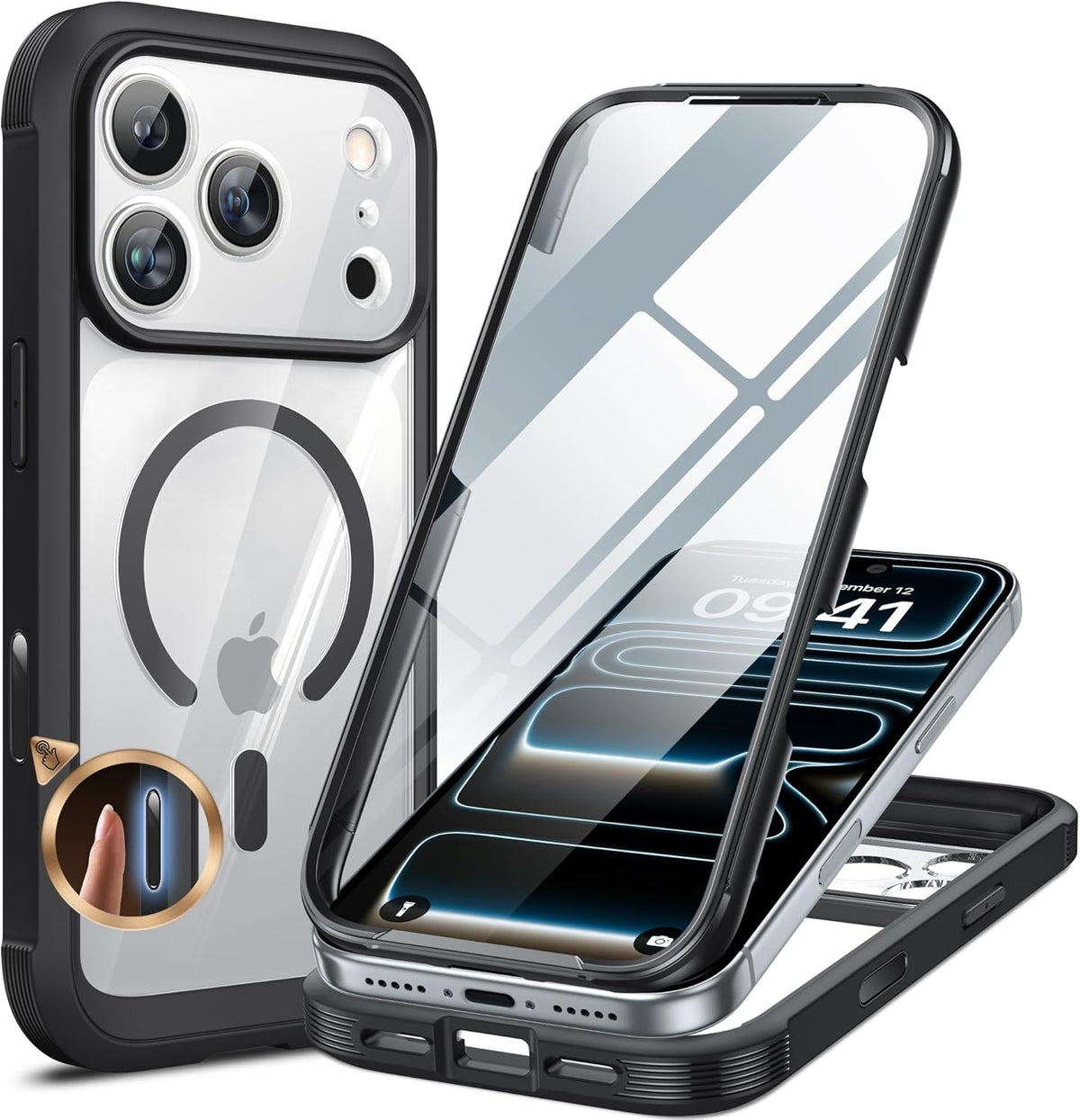 Clear Full-Body MagSafe Case for iPhone 17 Pro Max 6.9", Built-in Screen & Camera Protector