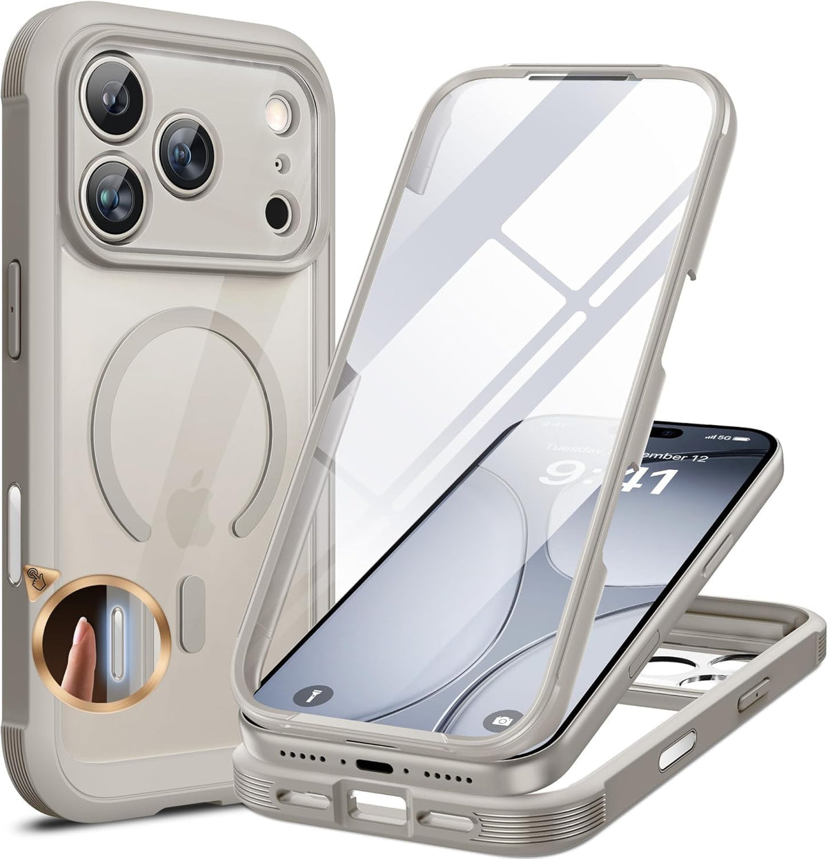 Clear Full-Body MagSafe Case for iPhone 17 Pro Max 6.9", Built-in Screen & Camera Protector