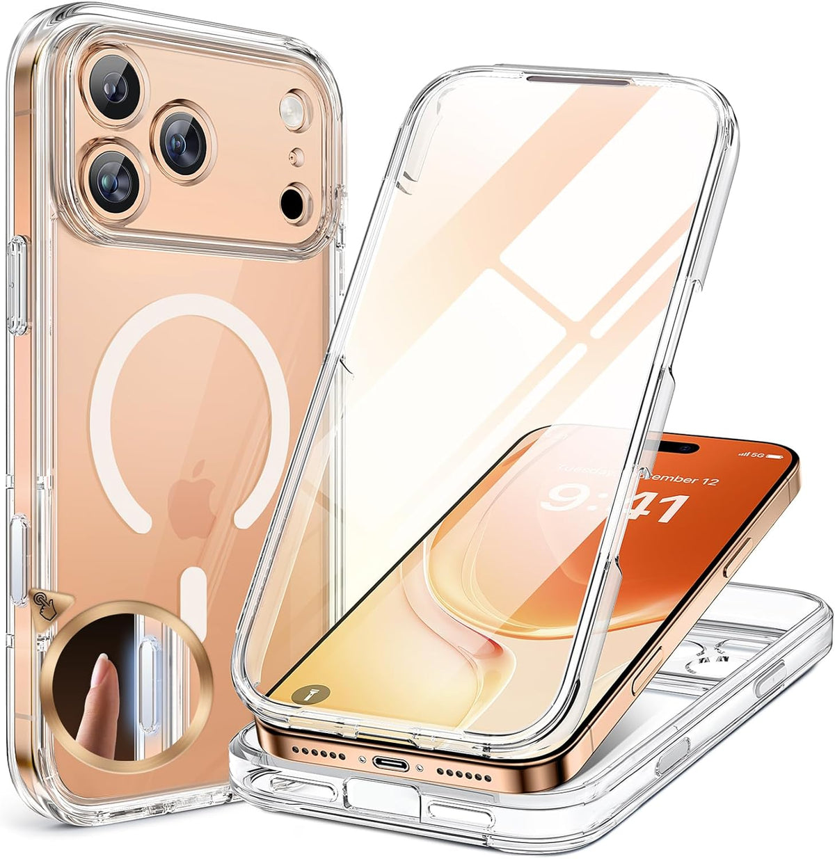 Clear Full-Body MagSafe Case for iPhone 17 Pro Max 6.9", Built-in Screen & Camera Protector