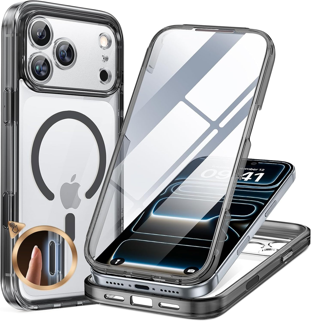 Clear Full-Body MagSafe Case for iPhone 17 Pro Max 6.9", Built-in Screen & Camera Protector