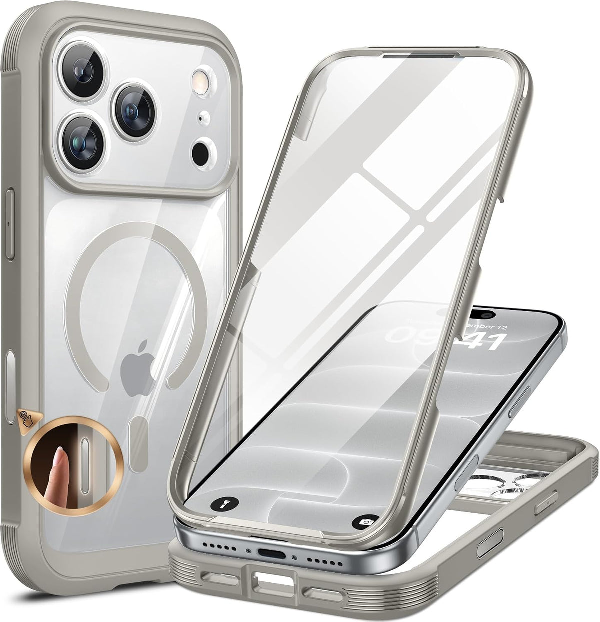 Clear Full-Body MagSafe Case for iPhone 17 Pro Max 6.9", Built-in Screen & Camera Protector