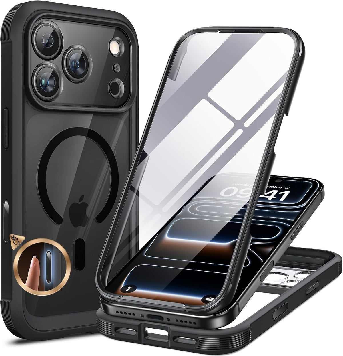 Clear Full-Body MagSafe Case for iPhone 17 Pro Max 6.9", Built-in Screen & Camera Protector