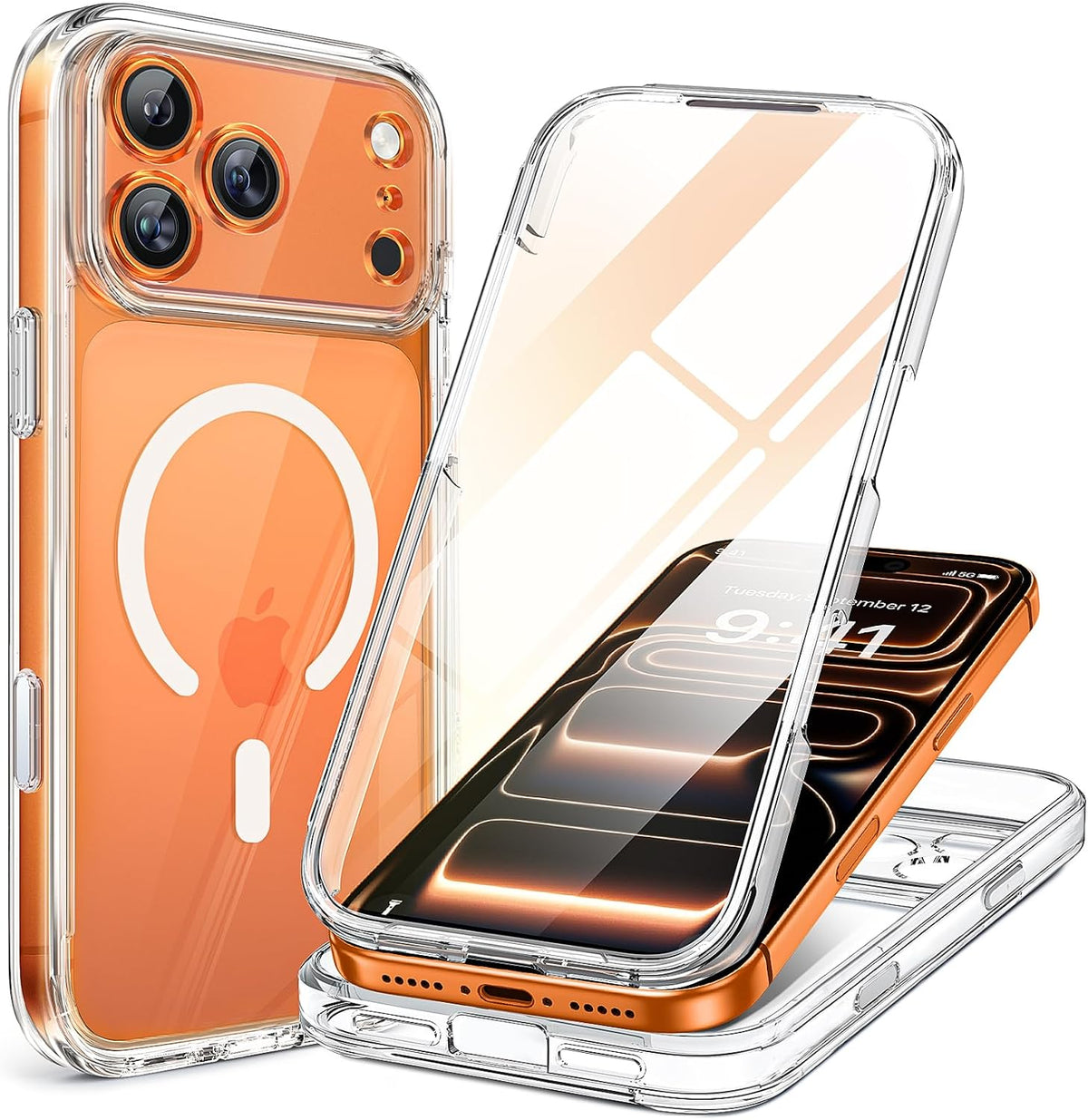 Clear Full-Body MagSafe Case for iPhone 17 Pro Max 6.9", Built-in Screen & Camera Protector