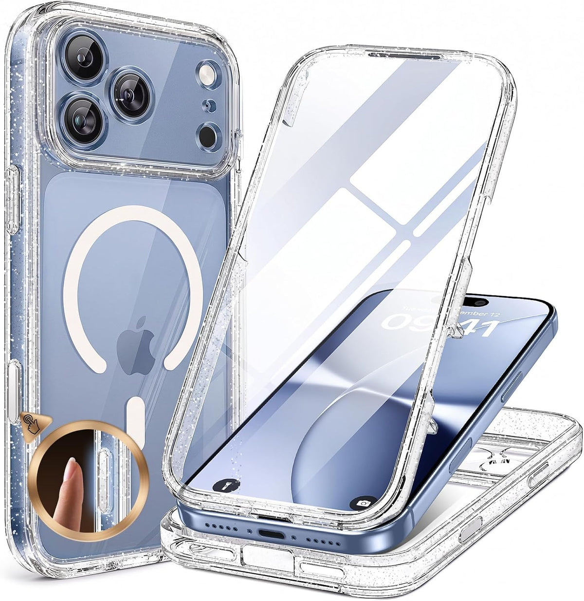 Clear Full-Body MagSafe Case for iPhone 17 Pro Max 6.9", Built-in Screen & Camera Protector