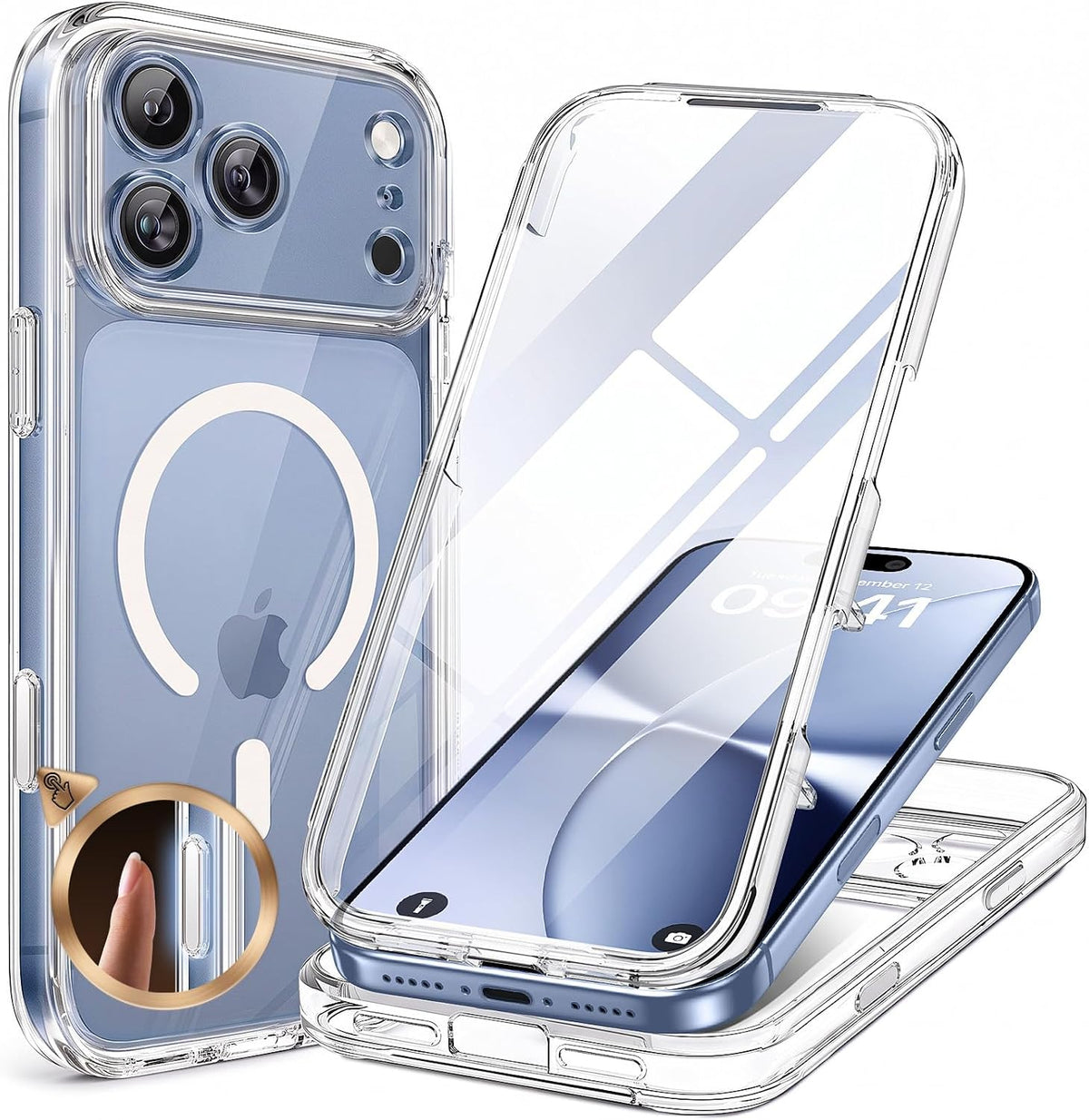 Clear Full-Body MagSafe Case for iPhone 17 Pro Max 6.9", Built-in Screen & Camera Protector